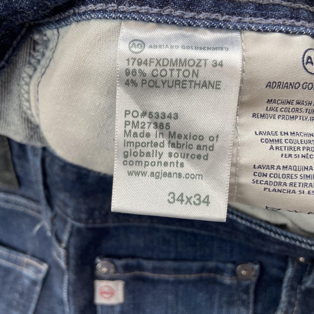 AG Adriano Goldschmied Everett Slim Straight Jeans Mens 34x22 Hemmed Dark Blue - Picture 9 of 16